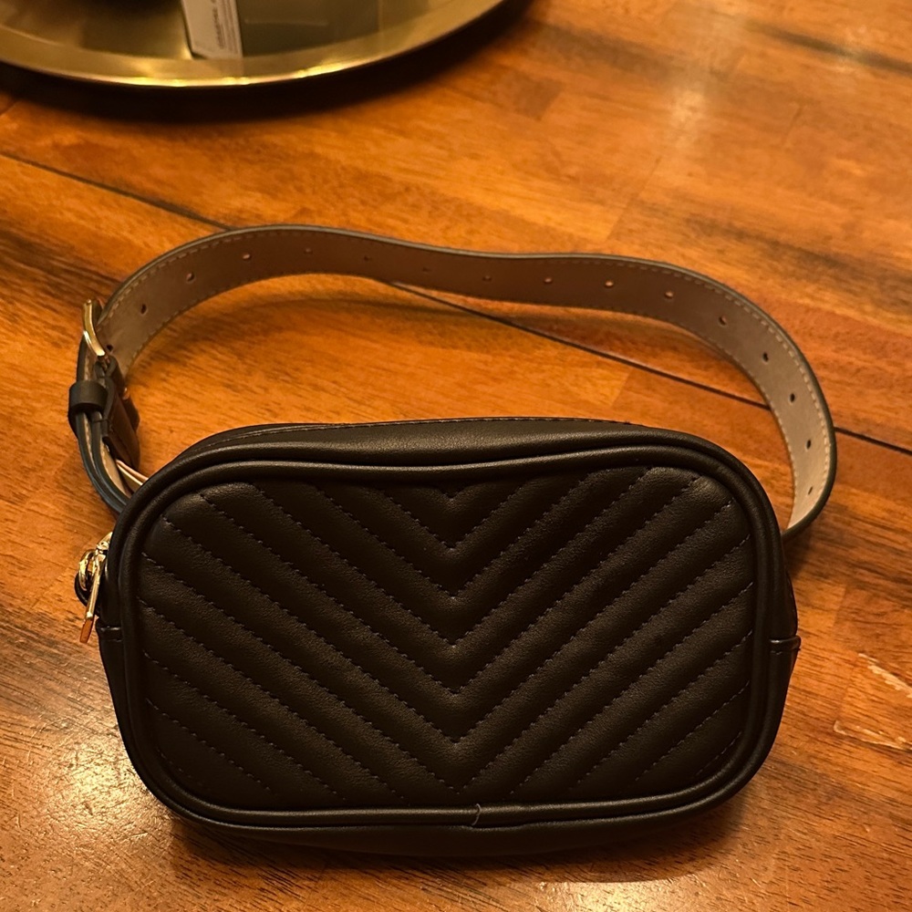 Black Quilted Belt Bag